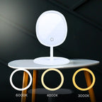 SOGA 2X 26cm White Oval Smart LED Makeup Bedroom Table Vanity Mirror Tricolor Adjustable Light