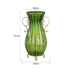 SOGA 51cm Green Glass Tall Floor Vase with 12pcs White Artificial Fake Flower Set