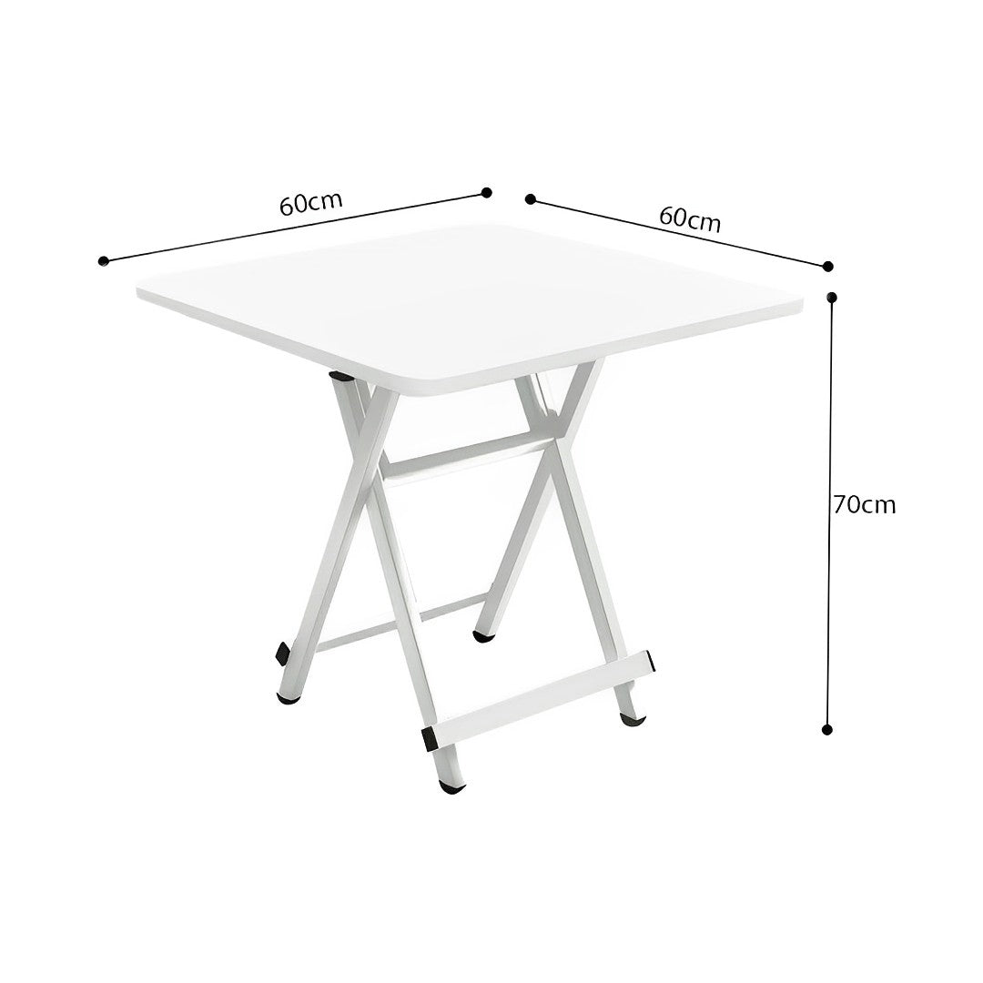 SOGA 2X White Dining Table Portable Square Surface Space Saving Folding Desk with Lacquered Legs  Home Decor