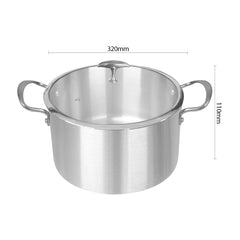 SOGA 2X Stainless Steel 32cm Casserole With Lid Induction Cookware