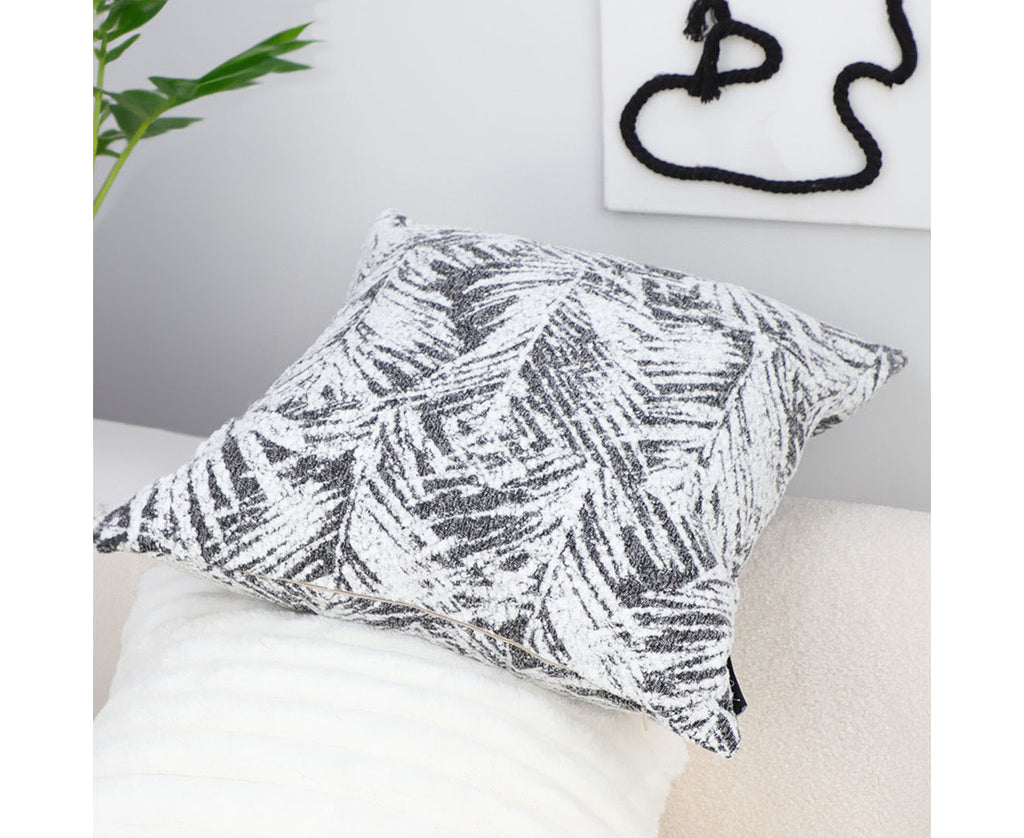 SOGA 50cm Elegant Beige Scrollwork Pattern Black Trim Decorative Throw Pillow