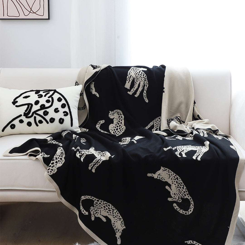 SOGA 2X Black Cream Animal Print Throw Blanket 130x180cm Acrylic $ 189
