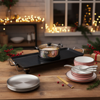 SOGA Kitchenware Bundle – Electric Steamboat Hot Pot, Pink Ceramic Dinnerware & Silver Grilling Plate