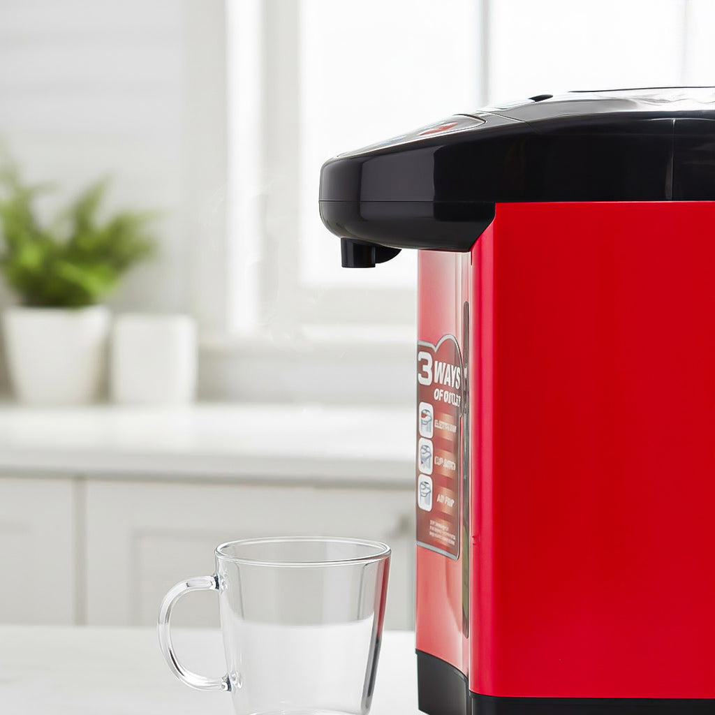 SOGA 2X 3.2L Red Stainless Steel Electric Thermal Pot Dispenser with 3 Dispensing Modes