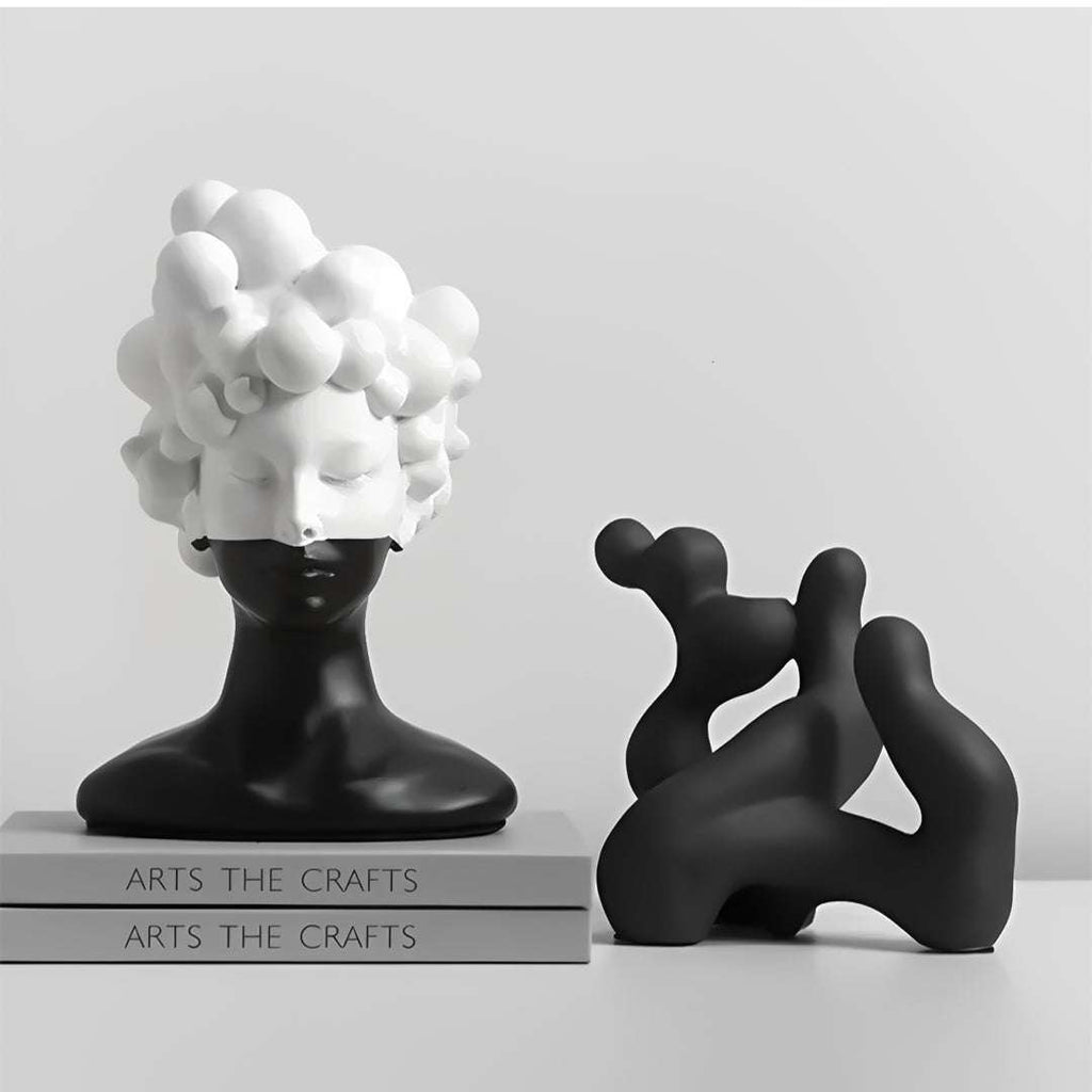 SOGA 49cm Bubble Head Resin Bust – Artistic Black White Accent $ 177