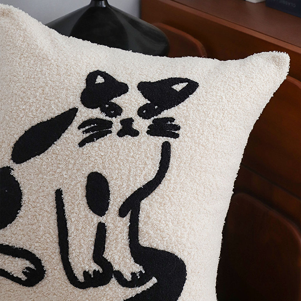 SOGA 2x 45cm Off-White Cat Design Square Throw Pillow