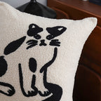 SOGA 2x 45cm Off-White Cat Design Square Throw Pillow