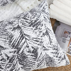 SOGA 2X 35cm Modern Charcoal Palm Leaf Print Contemporary Throw Pillow