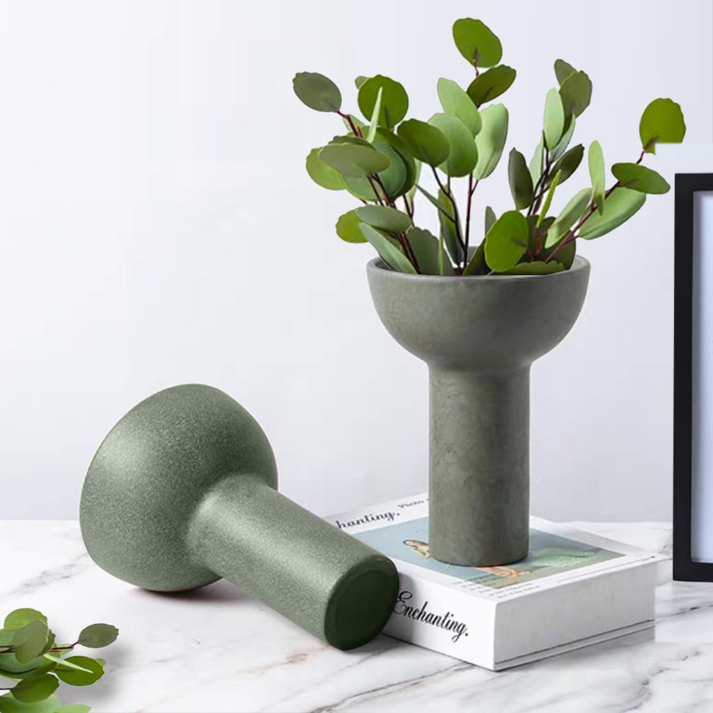SOGA 15x19.5cm Ornament Gray Minimalist Nordic Ceramic Vase Modern Versatile for Home Decor