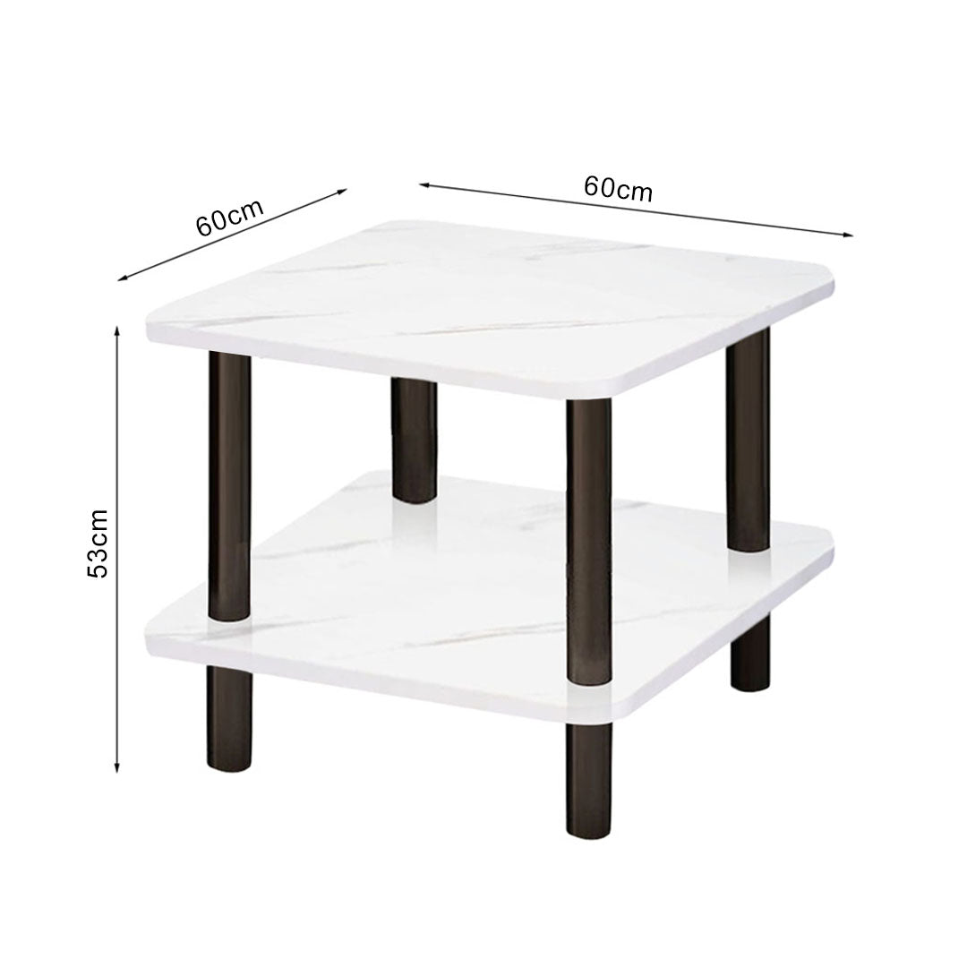 SOGA 60cm White Ceramic Side Table Stone Pattern Modern Design