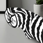 SOGA 47cm Elongated Black and White Striped Cat Resin Sculpture