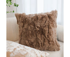 SOGA 50cm Luxurious Taupe Faux Fur Plush Textured Throw Pillow