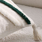 SOGA Boho Tufted Cushion 45cm Tassel Beige Green Geometric Chevron Throw Pillow $ 72
