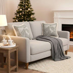 SOGA Home & Living Bundle – 2 Wabi-Sabi Embroidered Leaf Pillow & Grey Striped Throw Blanket $ 170