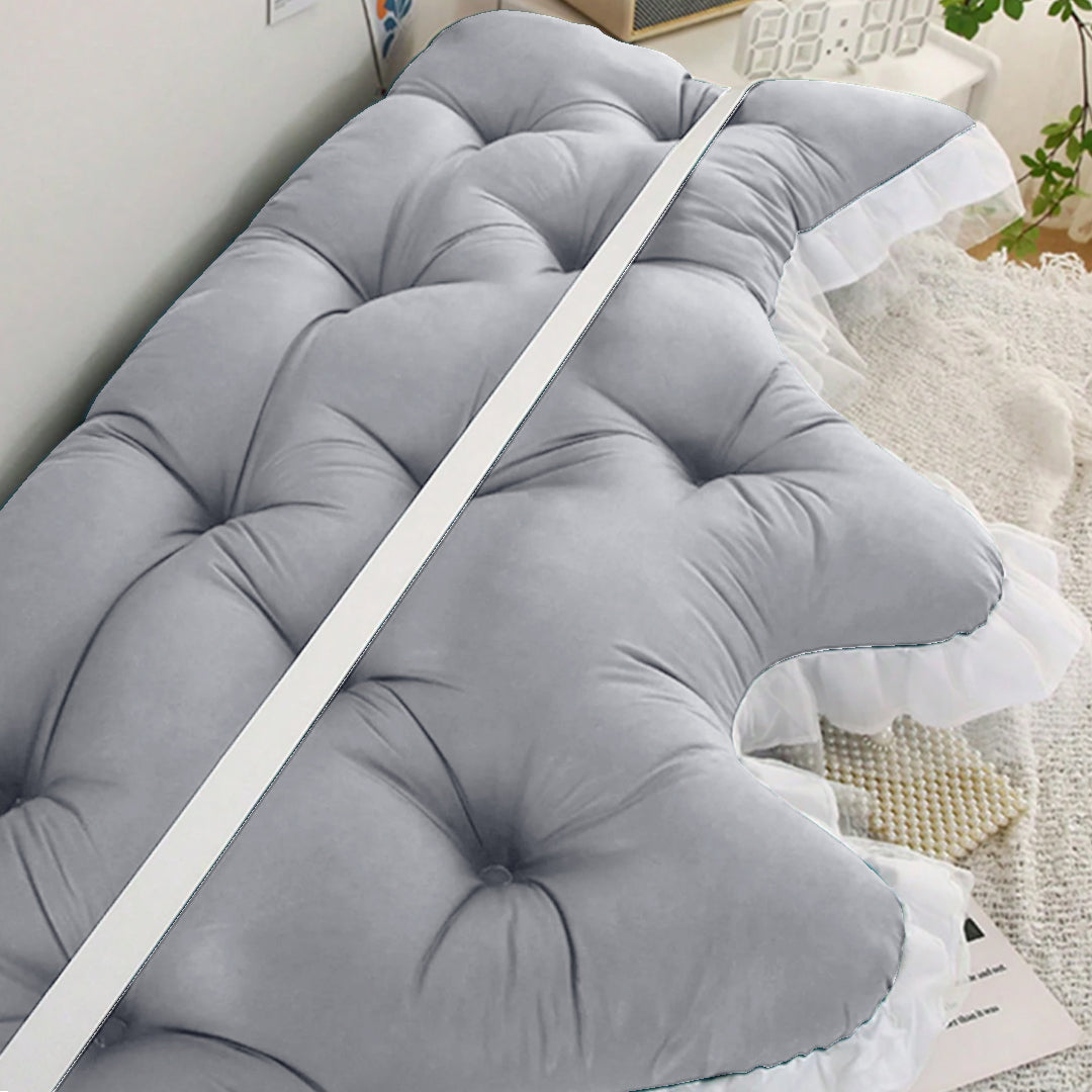 SOGA 2x 150cm Crown Pillows Tufted Light Grey Headboard Cushion Set
