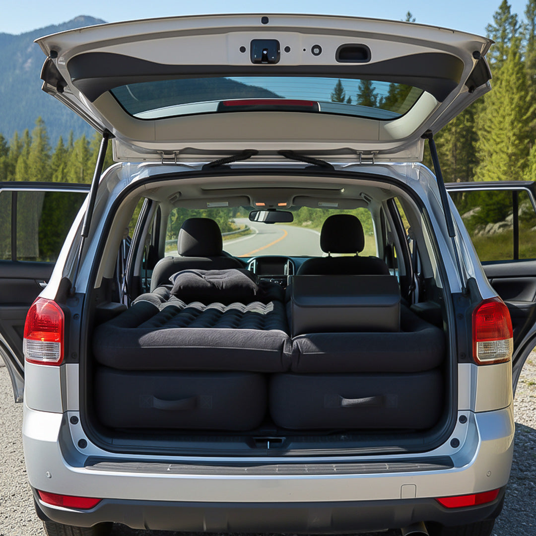 SOGA Car Bundle – Black Leather Trunk Cargo Organizer & Inflatable Boot Mattress