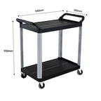 SOGA 2X 2 Tier Multifunctional Utility Cart 950x500x940mm Black