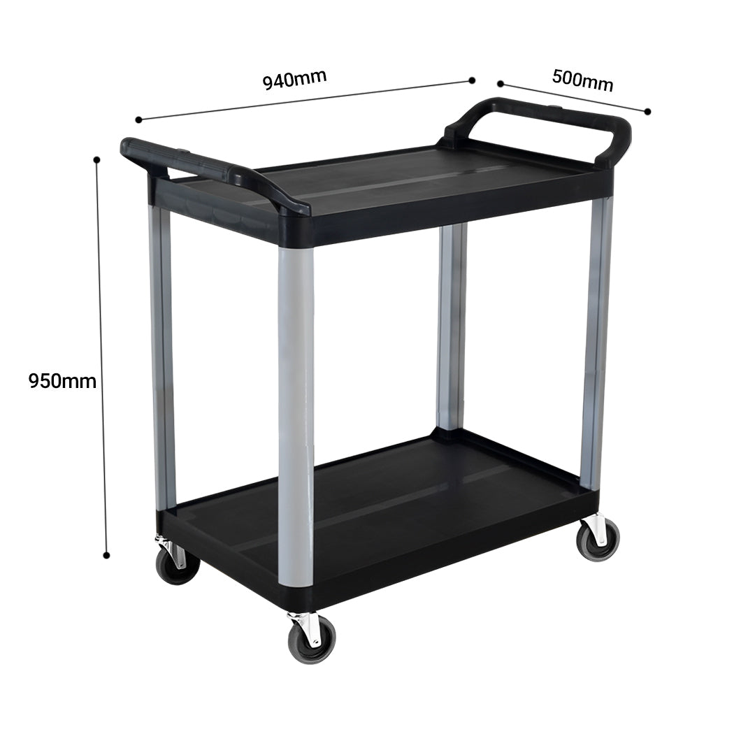 SOGA 2X 2 Tier Multifunctional Utility Cart 950x500x940mm Black