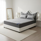 SOGA Home & Living Bundle – Grey Crown Tufted Pillow & Quilted Mattress Cover Set