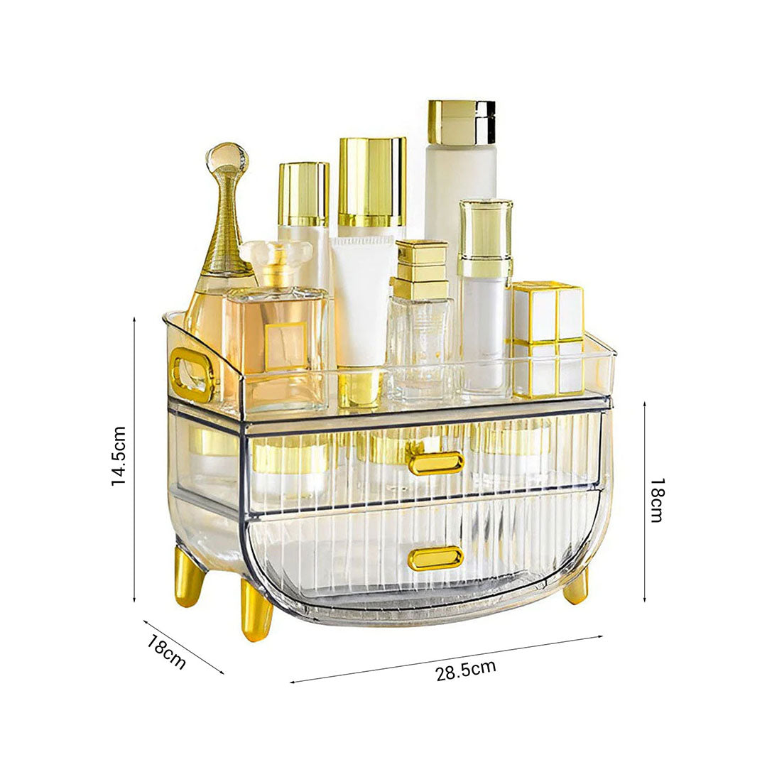 SOGA 3 Tier Transparent Multifunctional Countertop Cosmetic Storage Makeup Skincare Holder Jewelry Cabinet Bathroom Desk Drawer Vanity Organiser
