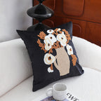 SOGA 45cm Black Brown White Floral Bouquet Embroidered Throw Pillow