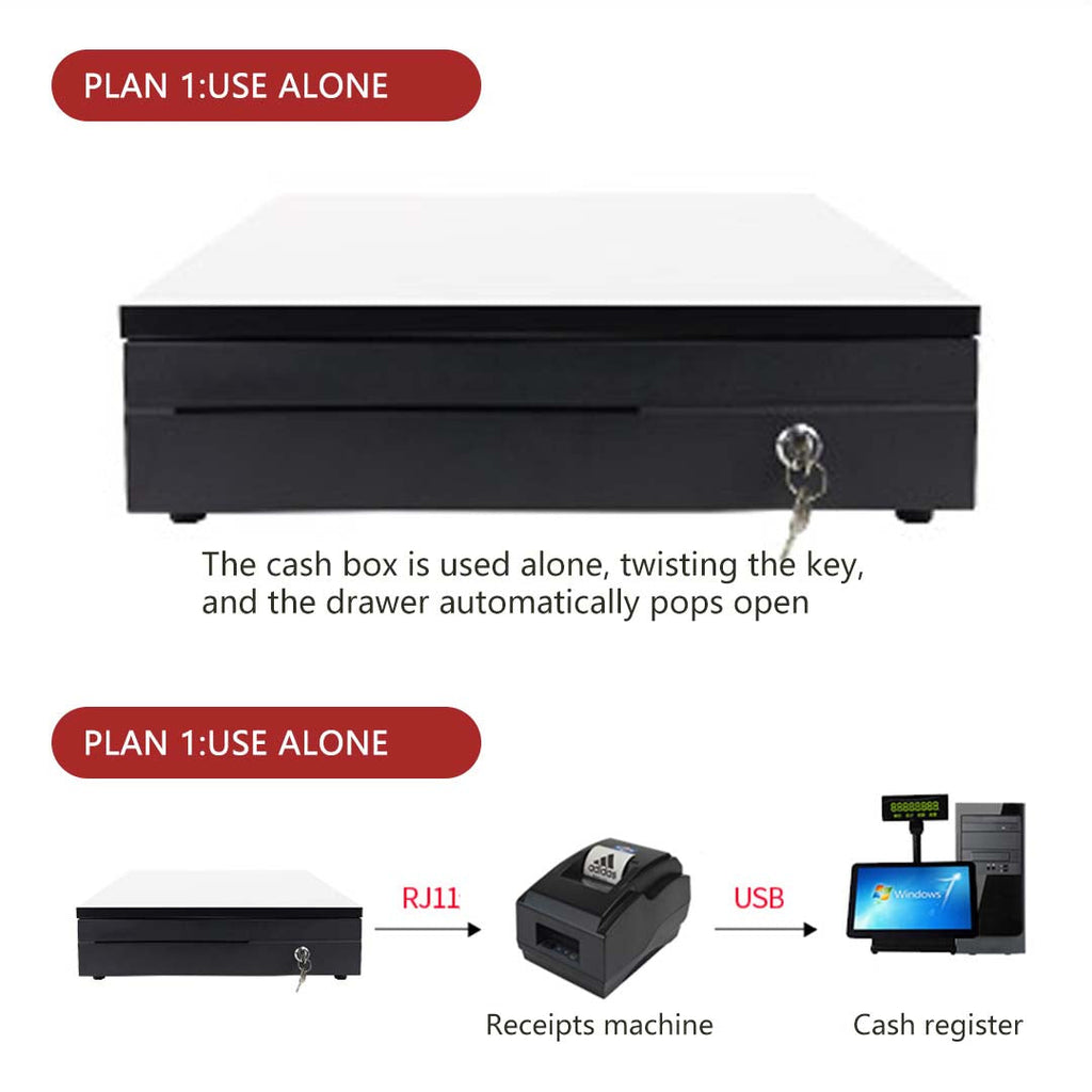 SOGA 2X Black Heavy Duty Cash Drawer Electronic 4 Bills 8 Coins Cheque Slot Tray Pos 410