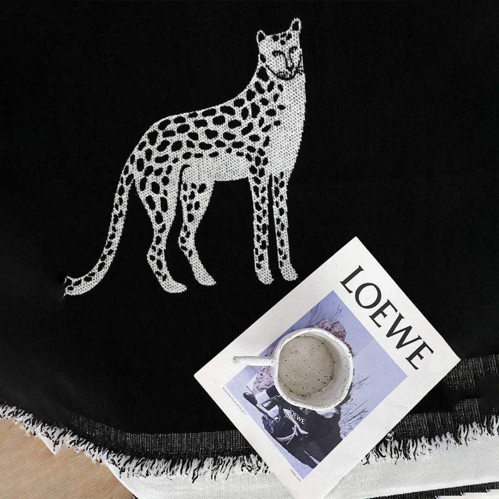 SOGA Two-seater Black Sofa Cover Leopard Print 180x260cm Polyester $ 102