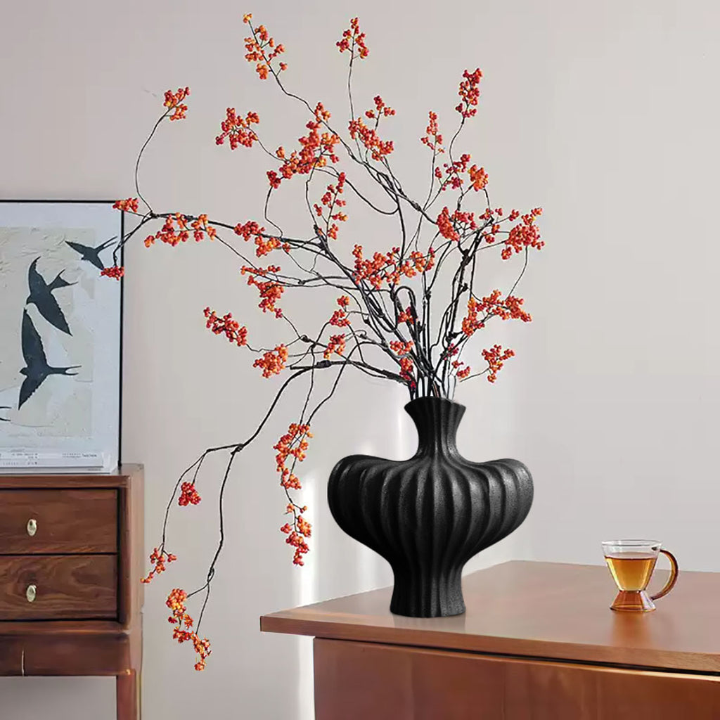 SOGA 28X30cm Ornament Large Matte Black Vases Countertop Decoration Accessories Porch Crafts Home Decor
