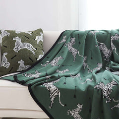 SOGA 2X Olive Green Zebra Print Throw Blanket 130x180cm 100% Cotton $ 237