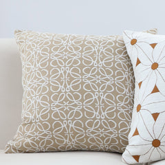 SOGA 50cm Throw Pillow White and Beige Geometric Pattern Accent for Home Decor
