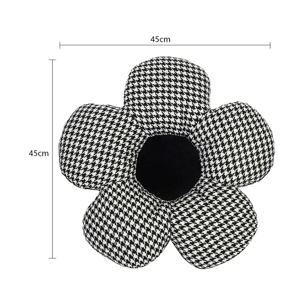 SOGA 2X Black Flower Cushion Shaped for Floor and Sitting Throw Pillow