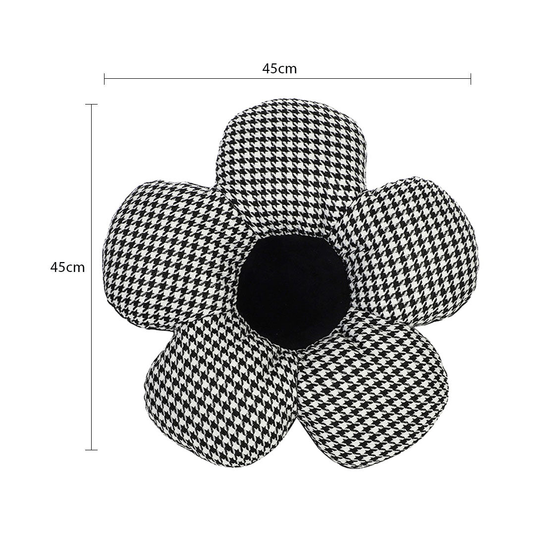 SOGA 2X Black Flower Cushion Shaped for Floor and Sitting Throw Pillow