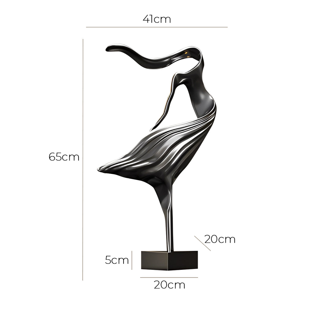 SOGA 65cm Black Abstract Dancer Sculpture – Décor