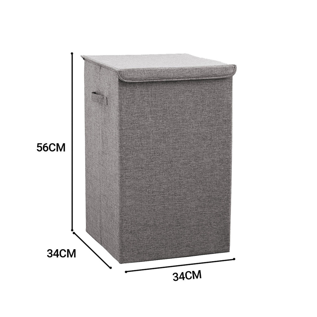 SOGA Grey Medium Collapsible Laundry Hamper Storage Box Foldable Canvas Basket Home Organiser Decor