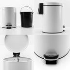 SOGA 2X Foot Pedal Stainless Steel Rubbish Recycling Garbage Waste Trash Bin Round 7L White