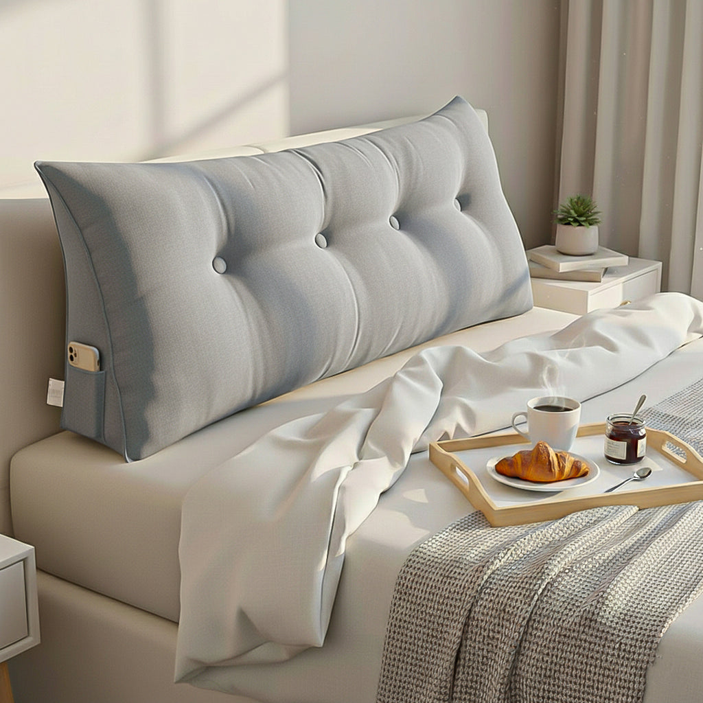 SOGA 4X 120cm Silver Triangular Wedge Bed Pillow Headboard Backrest Bedside Tatami Cushion Home Decor