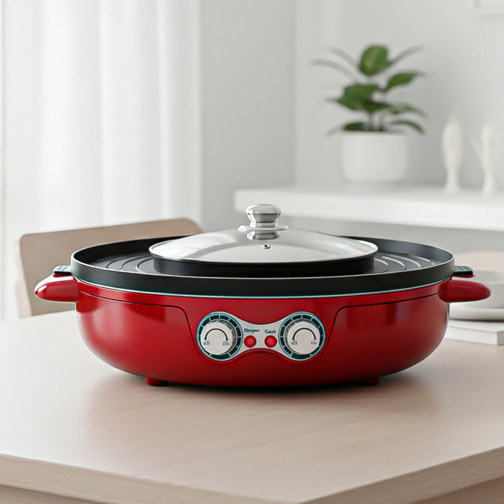 SOGA 2-in-1 42CM Electric Hot Pot BBQ Grill Maifan Stone Non-Stick Coating 2100W
