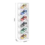SOGA 6 Tier Transparent Portable Shoe Organiser Sneaker Footwear Folding Plastic Bin Stackable Storage Box with Magnetic Door