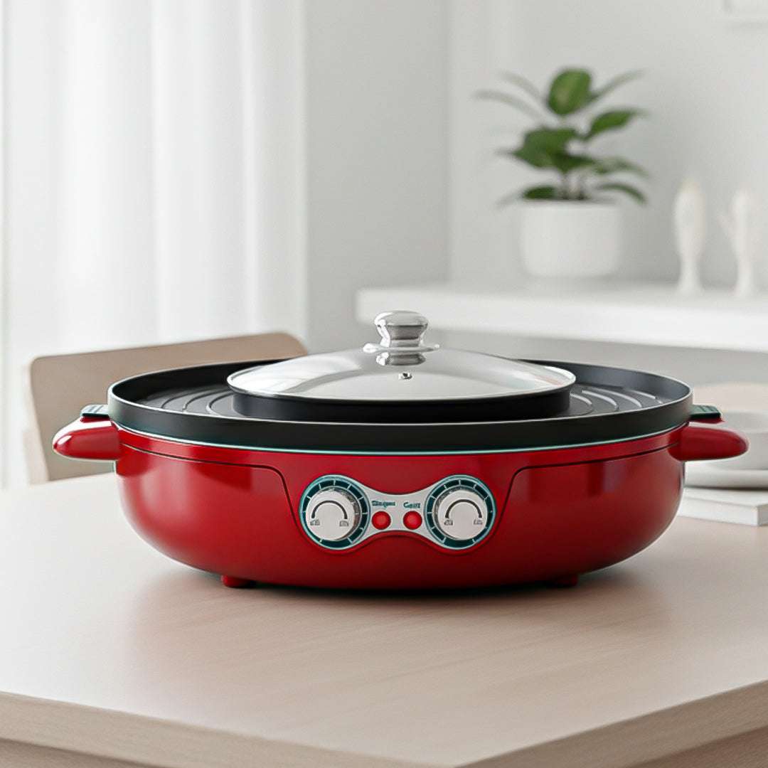 SOGA 2-in-1 42CM Electric Hot Pot BBQ Grill Maifan Stone Non-Stick Coating 2100W $ 188