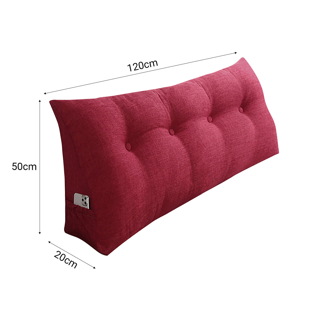 SOGA 4X 120cm Rose Red Triangular Wedge Bed Pillow Headboard Backrest Bedside Tatami Cushion Home Decor