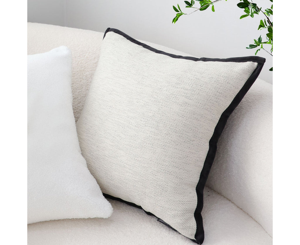 SOGA 50cm Classic Natural Linen Black Piped Edge Decorative Throw Pillow