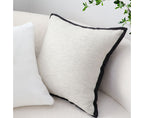 SOGA 50cm Classic Natural Linen Black Piped Edge Decorative Throw Pillow