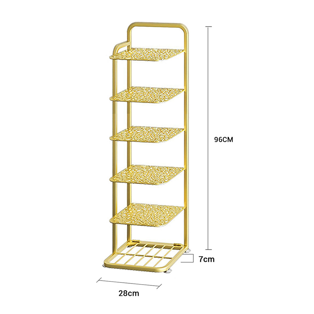 SOGA 6 Tier Gold Plated Metal Shoe Organizer Space Saving Portable Footwear Storage Shelf