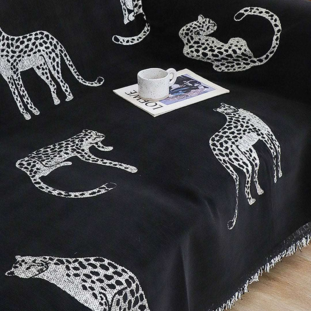 SOGA Two-seater Black Sofa Cover Leopard Print 180x260cm Polyester $ 102