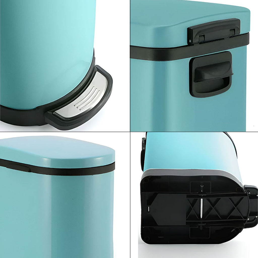 SOGA 2X Foot Pedal Stainless Steel Rubbish Recycling Garbage Waste Trash Bin U Blue 10L