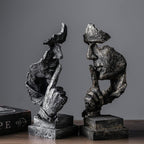 SOGA 31cm Resin Shush Statue – Abstract Silent Face Table Sculpture