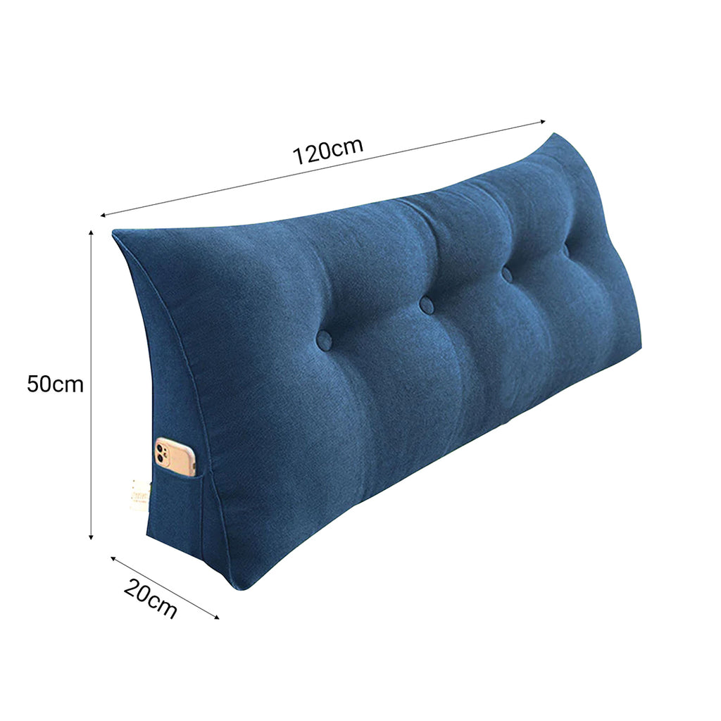 SOGA 2X 120cm Blue Triangular Wedge Bed Pillow Headboard Backrest Bedside Tatami Cushion Home Decor