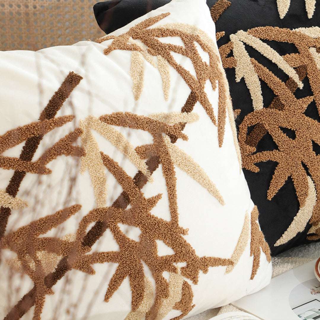 SOGA 2X 45cm Cream Brown Bamboo Leaf Botanical Embroidered Throw Pillow $ 118