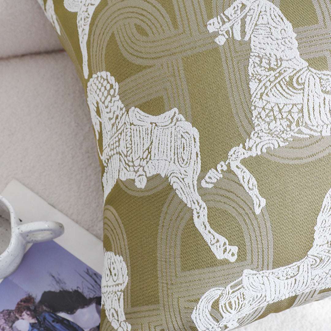 SOGA 2X 50cm Vintage Olive Green White Horse Pattern Throw Pillow $ 142