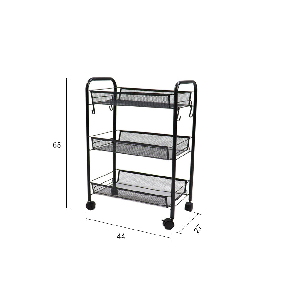 SOGA 2X 3 Tier Steel Black Bee Mesh Kitchen Cart Multi-Functional Shelves Storage Organizer with Wheels